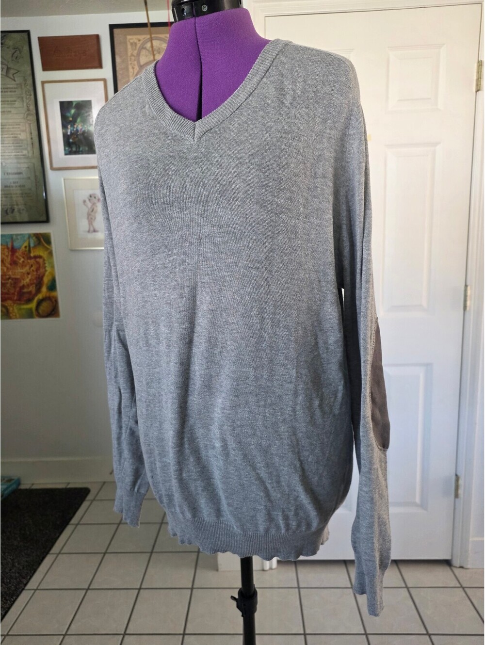 Heritage 1981 100% cotton grey v neck sweater